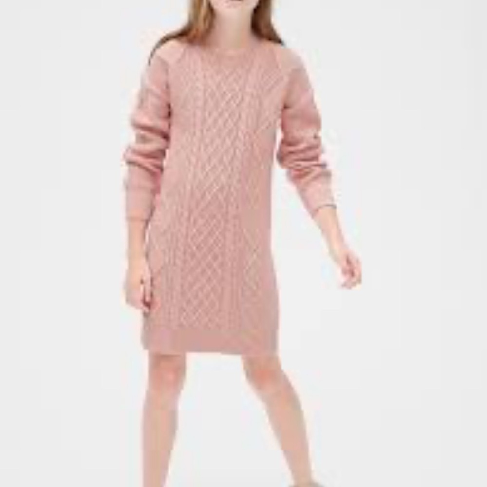 Gap Kids cable knit pink sweater dress